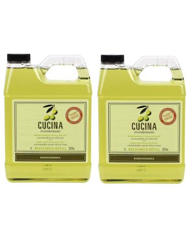 Cucina Hand Wash Refill 33.8 Fluid Ounces (2 Coriander and Olive Tree) Made in Canada