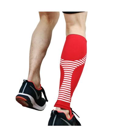 Gemx Calf Compression Sleeve (1 Pair) - Breathable Neoprene Fabric Shin Sleeves for Calf Support - Ideal for Running, Cycling & Hiking - XL (Calf Line) - Red - Buy Online on GoSupps.com