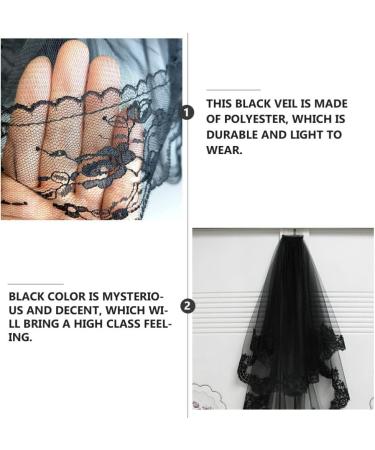 Healeved Halloween Witch Headwear Short Lace Veil Halloween Veil Halloween Headwear Retro Veil for Costume Party (Black) - Buy Online on GoSupps.com