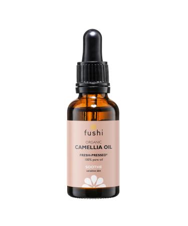 Fushi Organic Camellia Oil 30ml Best for Stretch Marks Dry Skin Dull Hair Fresh-Pressed Rich in rich vitamins A B C E Polyphenol Ethical & Vegan Society Approved Manufactured in the UK