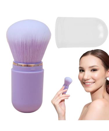 Wpsagek Retractable Foundation Brush - Compact Powder Brush Portable Face Brush with Lid for Foundation Blush Bronzer & Powder Travel Friendly purple