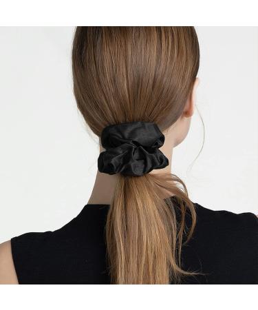 Buy Androxeda 100% Silk Hair Ties - 2 Piece Set (Dark Gray + Black) | Elastic Ponytail Holders for Women - Soft & Durable Hair Bands - Buy Online on GoSupps.com