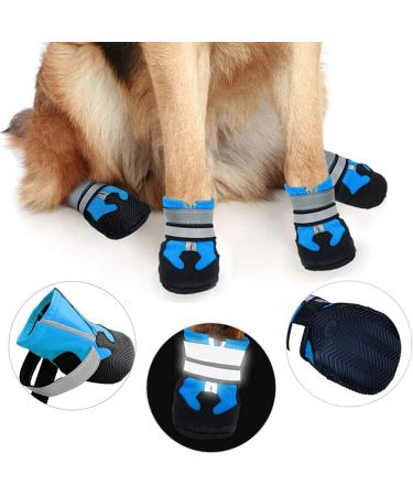 LEEKO Waterproof Dog Shoes - 4-Set Anti-Slip Paw Protection for Small Dogs | Reflective Straps & Velcro Fasteners | Perfect for Deep Snow & Rain S Blue - Buy Online on GoSupps.com