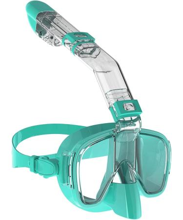 Bairuifu Dry Top Foldable Snorkel Mask Set 180 Degree Panoramic Anti Fog Anti Leak Scuba Diving Mask with Camera Mount Snorkeling Gear for Adults Men Women Youth Kids Light Blue Large