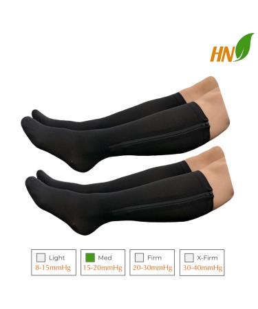 Closed Toe 15-20 mmHg Zipper Compression Calf Socks - 2 Pairs XX-Large Black - International Shipping Available - Buy Online on GoSupps.com