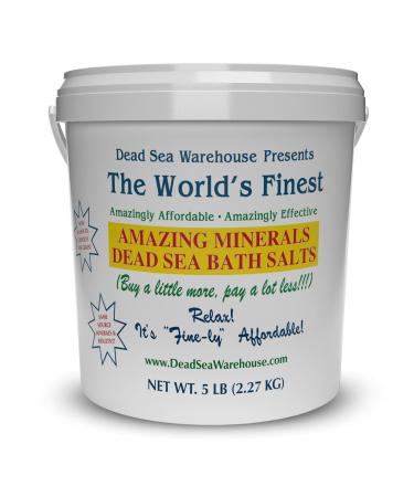Dead Sea Warehouse-Amazing Minerals Dead Sea Bath Salts,100% Full Mineral Therapeutic Bath Salts, Detoxifying & Moisturizing, Exfoliating for Dry Skin, Unscented(5 lbs) 5 Pound (Pack of 1)