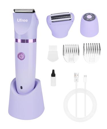 Ufree Bikini Trimmer for Women Electric Razors for Women Rechargeable Pubic Hair Trimmer Women Womens Electric Shaver for Legs Body Hair Bikini Shaver IPX7 Waterproof Purple