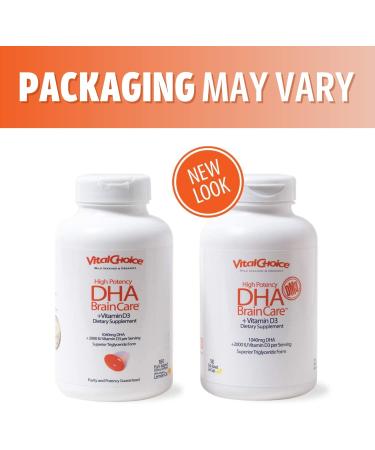 Vital Choice High DHA BrainCare with Vitamin D 850mg Soft Gels 180 Count - Pack of 1 - Buy Online on GoSupps.com