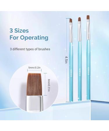 AIRSEE Nail Art Clean Up Brushes - 3 Pcs Flat/Oval/Fine Angled Gel Nail Brushes for Perfect Nail Polish Precision & Cuticle Cleaning - Buy Online on GoSupps.com