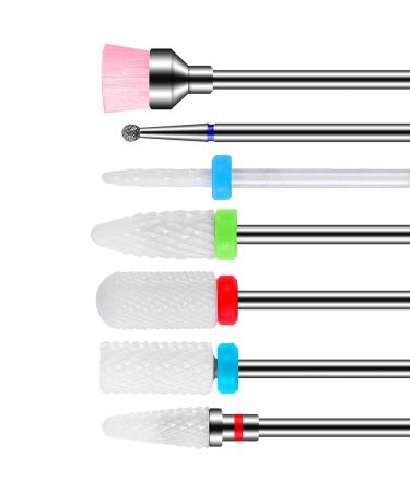 7 pieces of ceramic nail miller bits nail skin nail drill gel nails water outdate gel acrylic nail skin milling milling cutter for manicure pedicure home use