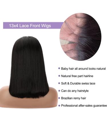 DULOVE 12 Inch Bob Wig Human Hair 13x4 HD Lace, 150 Density Short Bob Glueless Wig for Black Women - Pre Plucked with Baby Hair, Natural Color - Buy Online on GoSupps.com
