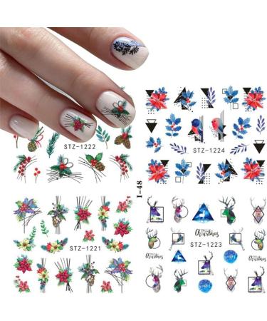4 in 1 Sliders Wraps Winter Water Transfer Cute Snowflakes Abstract Leaf Penguin Bird Nail Stickers(01) Style01 - Buy Online on GoSupps.com