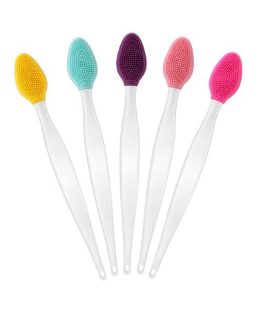 WLLHYF 5 Pcs Lip Scrub Brush Double-Sided Silicone Exfoliating Tool Mini Soft Lip Brush Cleaner for Men Women lightening dark lips Smoother Fuller Lip Appearance 5PCS