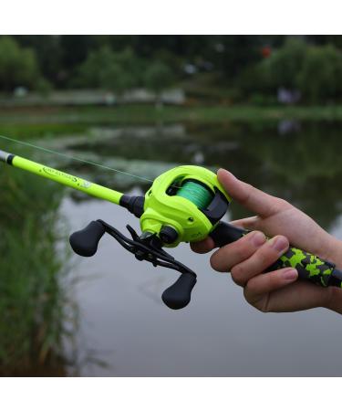 Sougayilang ZJJ Baitcaster Rod & Reel Set - IM7 Graphite 7.2:1 Magnetic Brake Stainless Steel Guides - Perfect for Saltwater Fishing - 1.8m Yellow Casting Combo - Buy Online on GoSupps.com