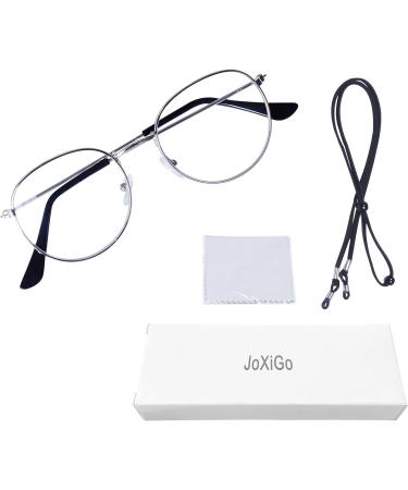 Unisex Retro Vintage Reading Glasses - Metal Frame Clear Lens + Glasses Strap - Silver 2.5 Diopters for Men & Women - Buy Online on GoSupps.com