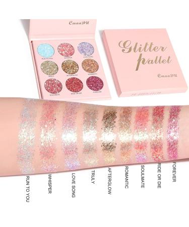 Yeweian 9 Colors Glitter Eyeshadow Palette - Diamond Shimmer High Pigmentation | Waterproof & Long-Lasting Makeup Palette - 03 - Buy Online on GoSupps.com