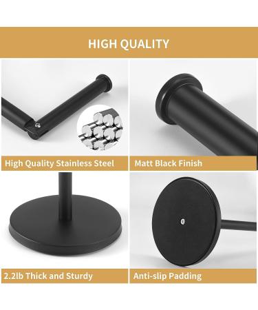 LAYUKI Free Standing Toilet Paper Holder in Matte Black Stainless Steel - Rustproof Bathroom Tissue Roll Stand - Buy Online on GoSupps.com