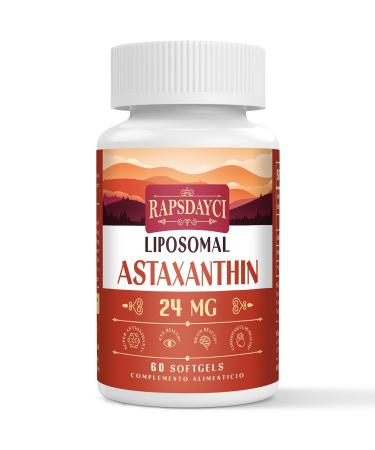 Liposomal Astaxanthin Supplement 24mg Per Serving Powerful Antioxidant Formula Than VIT C Eye & Immune Health Support Superior Absorption (60 Count (Pack of 1))