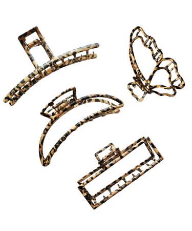 hair decoration 4pcs Metal Claw Clip Premium Leopard Grain Claw Hair Clips  (Leopard Grain)