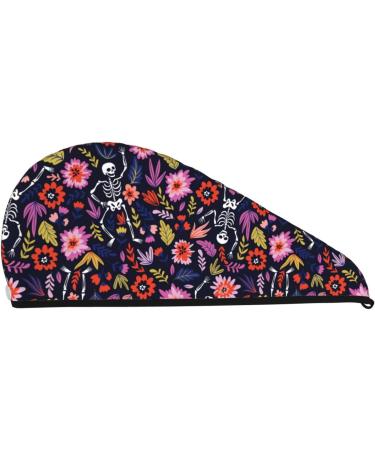 Buy Dancing Skeletons Floral Garden Microfiber Hair Towel - Super Absorbent Quick Dry Coral Velvet Wrap for Long Curly & Thick Hair - Ideal for Women - Buy Online on GoSupps.com