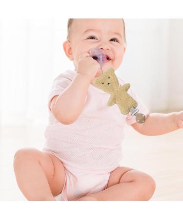 Zceplem Pacifier Band & Plush Bear Clip | Soothing Pacifier Holder for Babies | Baby Accessories for Travel - Light Brown - Buy Online on GoSupps.com