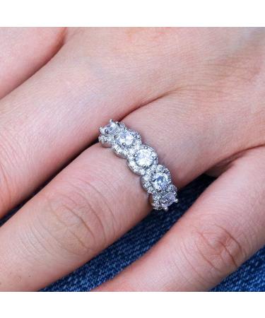 GUIDECUN CZ Crystal Diamond Halo Eternity Wedding Band, Gold Plated Cubic Zirconia Ring for Women - Size 9 - Buy Online on GoSupps.com