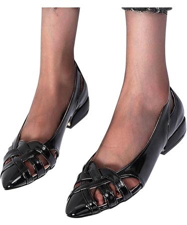 Women's Casual Thick Heel Loafer in Shallow Pointed Design - Black - Buy Online on GoSupps.com