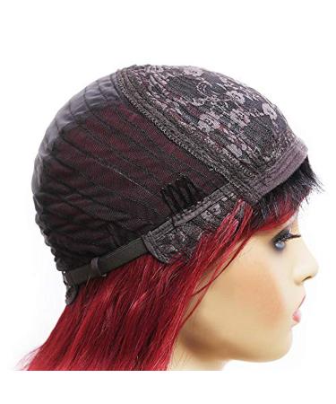 Burgundy Red Ombre Wine Long Wavy Wig with Bangs - 24 Inches Heat Resistant Synthetic Wig for Black Women - Daily Cosplay - Buy Online on GoSupps.com