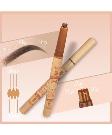 Microblade Eyebrow Waterproof Eyebrow | Eyebrow Makeup with Natural-Looking Microblading Eye Brow Pencil with -4 Tip for Mother Makeup Lover Pochy Dark Brown - Buy Online on GoSupps.com