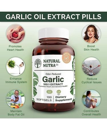 Natural Nutra Odorless Garlic Oil Supplement Organic Pills for Boost Heart Health & Skin Health Enhance Immune System Reduce Cyclical Issue Maintain Body Fat Oil Allium Sativum 500mg 100 Softgels - Buy Online on GoSupps.com