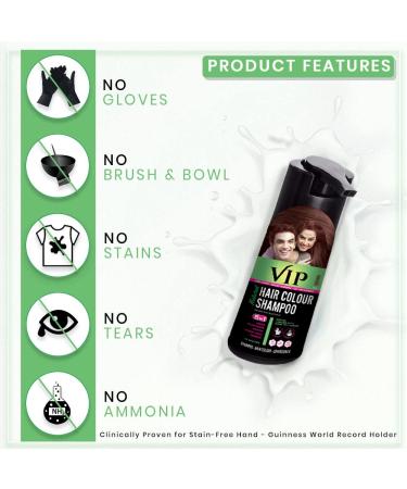 Buy VIP 5 in 1 Hair Colour Shampoo - Brown 180ml | International Shipping | Best Hair Color Shampoo - Buy Online on GoSupps.com
