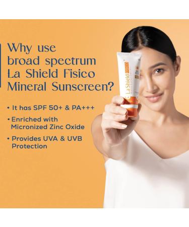La-Shield Fisico SPF 50+ & PA+++ Mineral Sunscreen Gel - Lightweight Transparent Water Resistant - 1.76 Fl Oz - Best International Shipping - Buy Online on GoSupps.com