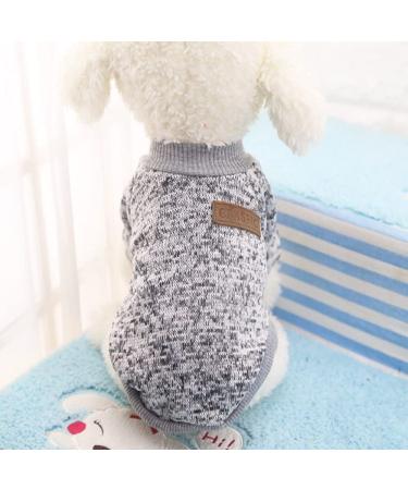 Idepet Pet Dog Classic Knitwear Sweater Fleece Coat Soft Thickening Warm Pup Dogs Shirt Winter Pet Dog Cat Clothes Puppy Customes Clothing for Small Dogs Medium Grey