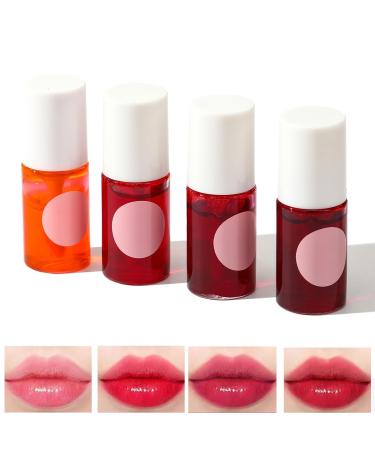 Lip Tint Stain Set Long Lasting Lip Makeup Gloss bling Non-sticky (4 Colors)