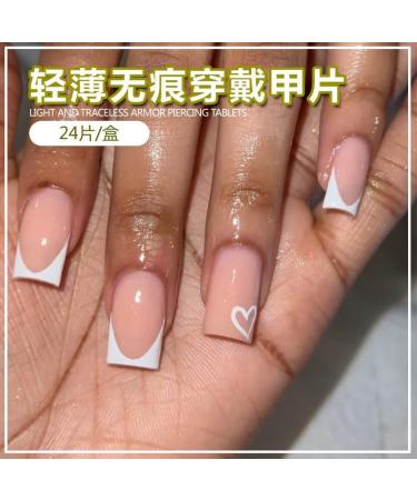 24Pcs/Set Press On Nails Medium Length White Heart Sweet False Nails Acrylic Fake Nails Full Cover Nails Tips Artificial Finger Manicure Press on nails for Women and Girls - Buy Online on GoSupps.com