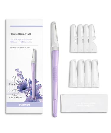 Face Razors for Women Dermaplane Razor Reusable Dermaplaning Tool for Face Eyebrow Razor Facial Hair Removal for Women and Men Facial Razor 8 Blade Refills with Blade Cover Purple