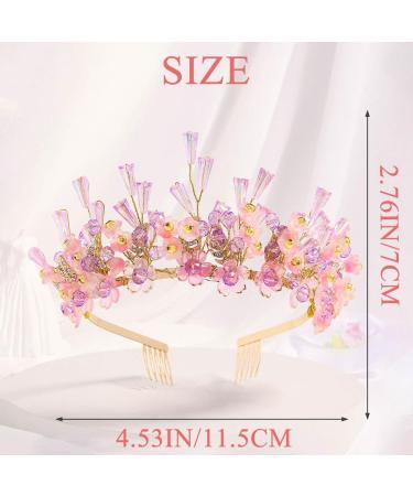 IYOU Princess Wedding Headband Crown Purple Flower Hair Bands Tiaras Crystal Bridal Hair Accessories for Girls - Buy Online on GoSupps.com
