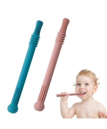 Baby bite tube hollow bite tube baby-soft food-silicone bite toy for toddlers with breastfeeding bite for babies 0-6 months sensory exploration and tooth relief (blue and pink) - Buy Online on GoSupps.com