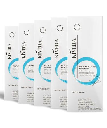 KIVERA Biotin + Collagen Hair Serum - All Natural Hair Growth Serum - Paraben and Free Hair Growth Serum - Biotin Hair Growth Serum for Fuller & Thicker Hair 5 Pack 1.69 Fl Oz (Pack of 5)