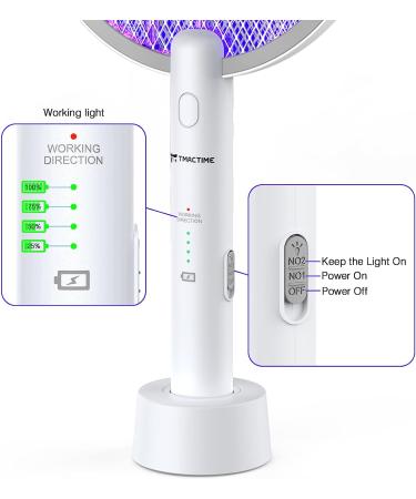 TMAC Electric Fly Swatter 4000V Bug Zapper Racket - USB Rechargeable Base - Safe 3-Layer Mesh - For Bedroom, Kitchen, Patio - 1PC - Buy Online on GoSupps.com