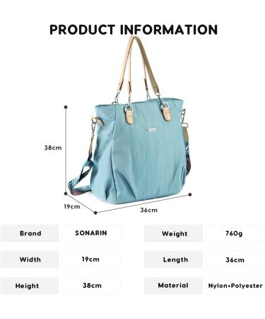 Sonarin Stylish Waterproof Baby Diaper Bag - Big Capacity Portable Travel Shoulder Bag with Stroller Hook & Wrap Pad - Blue - Buy Online on GoSupps.com