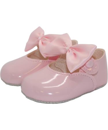 British-Made Baby Girls Pram Shoes with Bow Detail | Soft Sole | Size 2 UK Child | Pink - Buy Online on GoSupps.com