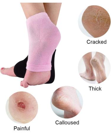 Moisturizing Gel Heel Socks - 2 Pairs Black & Pink - Relieve Heel Pain, Soft & Comfortable for Day and Night Care - Suitable for Men and Women - Buy Online on GoSupps.com