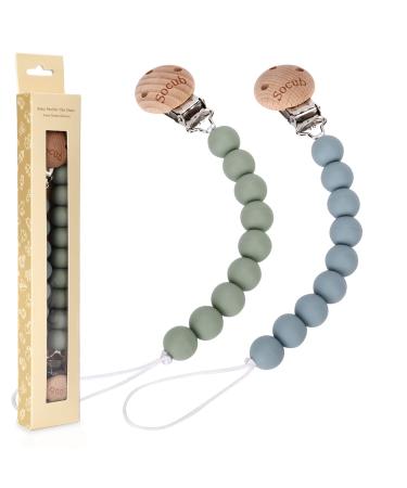Socub Silicone Baby Pacifier Clip  Pacifier Holder Fit Any Brand Pacifier  BPA Free  Best Newborn Shower Gift for Boy and Girl (Sage  Ether) - Buy Online on GoSupps.com