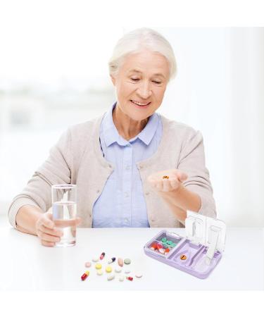 Toplive Portable 3-in-1 Pill Cutter Grinder & Holder | Accurate Medication Crusher for All Pills - Perfect for Elderly Kids & Pets - Purple - Buy Online on GoSupps.com