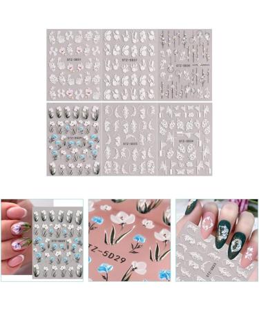 LALAFINA Floral Stickers Flower Nail Art Stickers Leaf Nail Decals 3D Rose Floral Manicure Decoration for Women Girls (6 Sheets) Flower Stickers - Buy Online on GoSupps.com