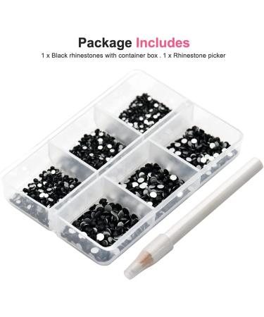 Black Nail Art Rhinestones Set | Glass Rhinestones for Nail Design & Crafts | 3D Nail Jewels with Picker Pen (1880Pcs) - Buy Online on GoSupps.com