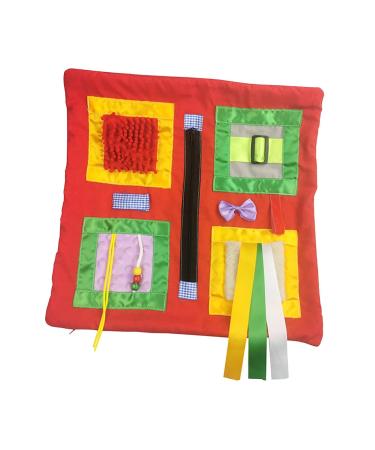 Generic Fidget Blanket Pillow for Elderly 45cmx50cmx4cm Sensory Motor Aids Lightweight for Toddlers Memory Aid Hand Exercisers Red