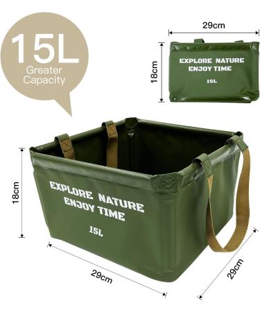 PSG Collapsible Bucket 3.75 Gallon - Portable Square Folding Water Basin for Camping, Fishing & Traveling - Lightweight Wash Basin for Outdoor Activities - Green, 1 Pack - Buy Online on GoSupps.com