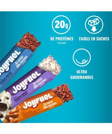 JOYFUEL Mixed box of 12 Protein Bars of 55gr - Milk Chocolate & Cookie Dough Flavors - White Chocolate & Cookie & Cr - Buy Online on GoSupps.com